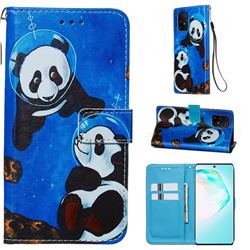 Undersea Panda Matte Leather Wallet Phone Case for Samsung Galaxy A91