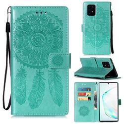 Embossing Dream Catcher Mandala Flower Leather Wallet Case for Samsung Galaxy A91 - Green
