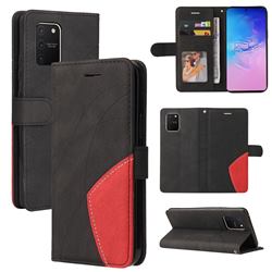 Luxury Two-color Stitching Leather Wallet Case Cover for Samsung Galaxy A91 - Black