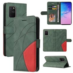 Luxury Two-color Stitching Leather Wallet Case Cover for Samsung Galaxy A91 - Green