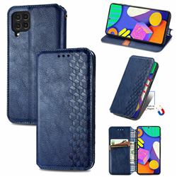 Ultra Slim Fashion Business Card Magnetic Automatic Suction Leather Flip Cover for Samsung Galaxy F62 - Dark Blue