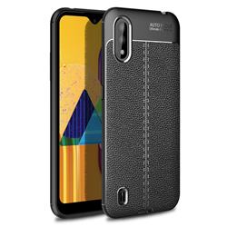 Luxury Auto Focus Litchi Texture Silicone TPU Back Cover for Samsung Galaxy M01 - Black