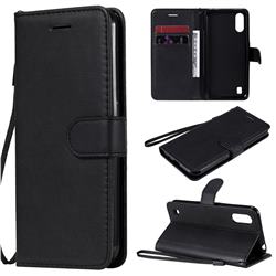Retro Greek Classic Smooth PU Leather Wallet Phone Case for Samsung Galaxy M01 - Black
