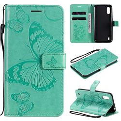 Embossing 3D Butterfly Leather Wallet Case for Samsung Galaxy M01 - Green