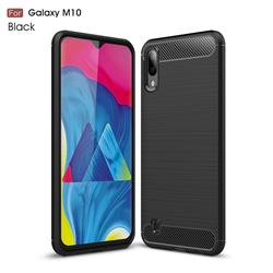 Luxury Carbon Fiber Brushed Wire Drawing Silicone TPU Back Cover for Samsung Galaxy M10 - Black