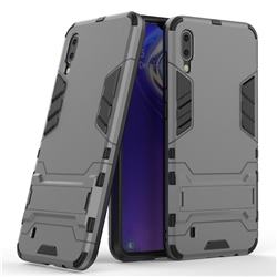 Armor Premium Tactical Grip Kickstand Shockproof Dual Layer Rugged Hard Cover for Samsung Galaxy M10 - Gray