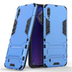 Armor Premium Tactical Grip Kickstand Shockproof Dual Layer Rugged Hard Cover for Samsung Galaxy M10 - Light Blue