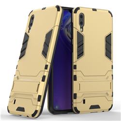 Armor Premium Tactical Grip Kickstand Shockproof Dual Layer Rugged Hard Cover for Samsung Galaxy M10 - Golden