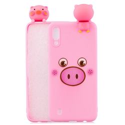 Small Pink Pig Soft 3D Climbing Doll Soft Case for Samsung Galaxy M10