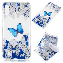 Blue Butterfly Flower Super Clear Soft TPU Back Cover for Samsung Galaxy M10