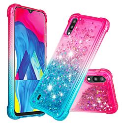 Rainbow Gradient Liquid Glitter Quicksand Sequins Phone Case for Samsung Galaxy M10 - Pink Blue