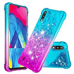 Rainbow Gradient Liquid Glitter Quicksand Sequins Phone Case for Samsung Galaxy M10 - Blue Purple