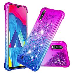 Rainbow Gradient Liquid Glitter Quicksand Sequins Phone Case for Samsung Galaxy M10 - Purple Blue