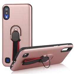 Raytheon Multi-function Ribbon Stand Back Cover for Samsung Galaxy M10 - Rose Gold