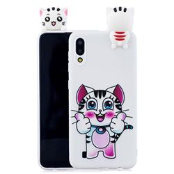 Cute Pink Kitten Soft 3D Climbing Doll Soft Case for Samsung Galaxy M10