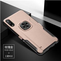 Knight Armor Anti Drop PC + Silicone Invisible Ring Holder Phone Cover for Samsung Galaxy M10 - Rose Gold