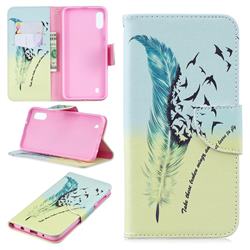 Feather Bird Leather Wallet Case for Samsung Galaxy M10