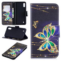 Golden Shining Butterfly Leather Wallet Case for Samsung Galaxy M10