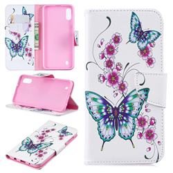 Peach Butterflies Leather Wallet Case for Samsung Galaxy M10