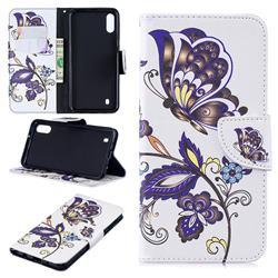 Butterflies and Flowers Leather Wallet Case for Samsung Galaxy M10