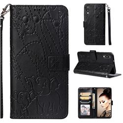 Embossing Fireworks Elephant Leather Wallet Case for Samsung Galaxy M10 - Black