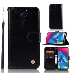 Luxury Retro Leather Wallet Case for Samsung Galaxy M10 - Black