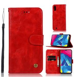 Luxury Retro Leather Wallet Case for Samsung Galaxy M10 - Red