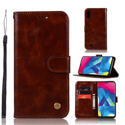 Luxury Retro Leather Wallet Case for Samsung Galaxy M10 - Brown