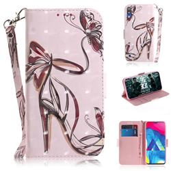 Butterfly High Heels 3D Painted Leather Wallet Phone Case for Samsung Galaxy M10