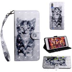 Smiley Cat 3D Painted Leather Wallet Case for Samsung Galaxy M10