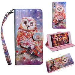 Colored Owl 3D Painted Leather Wallet Case for Samsung Galaxy M10