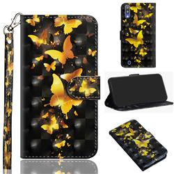 Golden Butterfly 3D Painted Leather Wallet Case for Samsung Galaxy M10