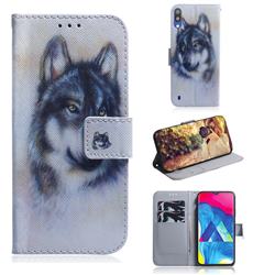 Snow Wolf PU Leather Wallet Case for Samsung Galaxy M10