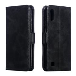 Retro Classic Calf Pattern Leather Wallet Phone Case for Samsung Galaxy M10 - Black