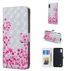 Cherry Blossom 3D Painted Leather Phone Wallet Case for Samsung Galaxy M10