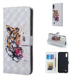 Toothed Tiger 3D Painted Leather Phone Wallet Case for Samsung Galaxy M10