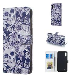 Skull Flower 3D Painted Leather Phone Wallet Case for Samsung Galaxy M10