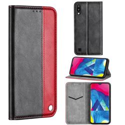 Classic Business Ultra Slim Magnetic Sucking Stitching Flip Cover for Samsung Galaxy M10 - Red