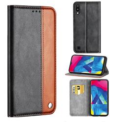 Classic Business Ultra Slim Magnetic Sucking Stitching Flip Cover for Samsung Galaxy M10 - Brown