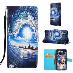 Waves and Sun Matte Leather Wallet Phone Case for Samsung Galaxy M10