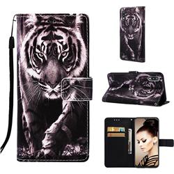 Black and White Tiger Matte Leather Wallet Phone Case for Samsung Galaxy M10