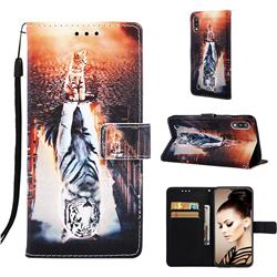 Cat and Tiger Matte Leather Wallet Phone Case for Samsung Galaxy M10