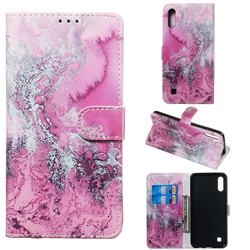Pink Seawater PU Leather Wallet Case for Samsung Galaxy M10