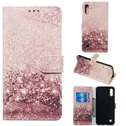 Glittering Rose Gold PU Leather Wallet Case for Samsung Galaxy M10