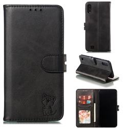 Embossing Happy Cat Leather Wallet Case for Samsung Galaxy M10 - Black