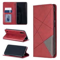 Prismatic Slim Magnetic Sucking Stitching Wallet Flip Cover for Samsung Galaxy M10 - Red