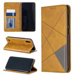 Prismatic Slim Magnetic Sucking Stitching Wallet Flip Cover for Samsung Galaxy M10 - Yellow