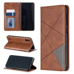 Prismatic Slim Magnetic Sucking Stitching Wallet Flip Cover for Samsung Galaxy M10 - Brown
