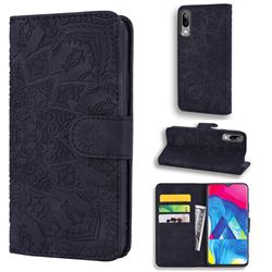 Retro Embossing Mandala Flower Leather Wallet Case for Samsung Galaxy M10 - Black