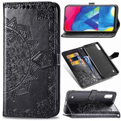 Embossing Imprint Mandala Flower Leather Wallet Case for Samsung Galaxy M10 - Black